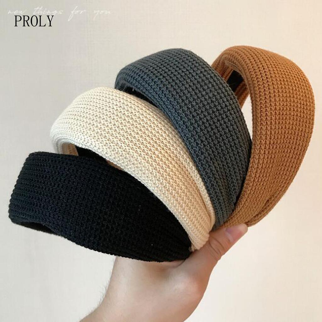 PROLY New Fashion Women's Hair Accessories Solid Color Knitted Hairband Casual Autumn Winter Headwear Headband