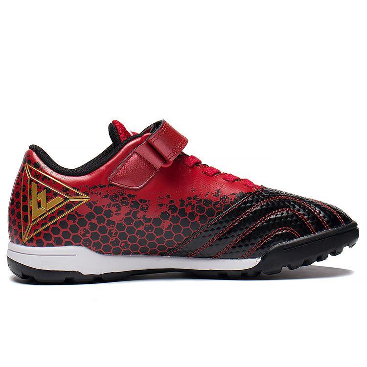 Li Ning Kids Strike Synthetic Leather Color Block Soccer Shoes Kids Soccer Shoes Black Red YKGT010-31