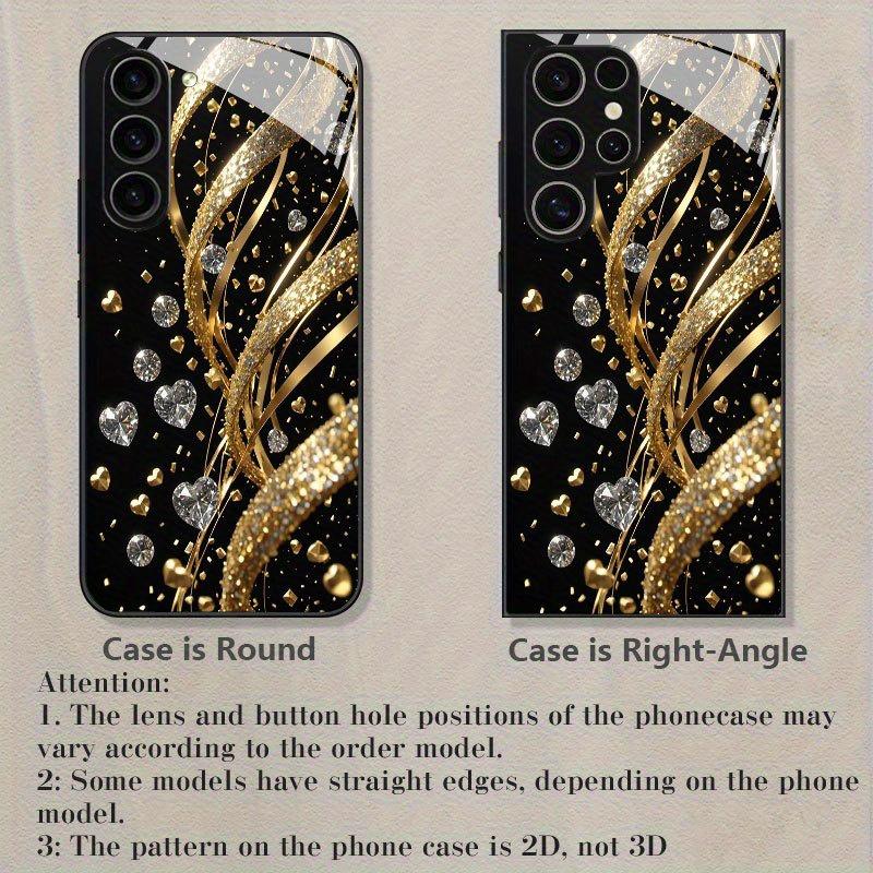 Diamond Patterned Glass Phone Case Suitable for Samsung Galaxy S26 S25 S24 S23 S22 S20 FE/Ultra/Plus Anti Drop Back Cover