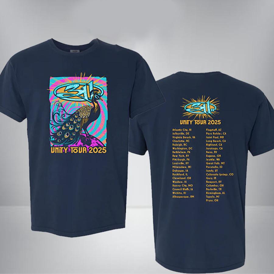 Men's Cotton T-shirt Summer Casual Graphic Tee Short Sleeve 311 Band Merch Tee Unity Tour 2025 Peacock Unisex T-Shirt Gift All Size S-4XL