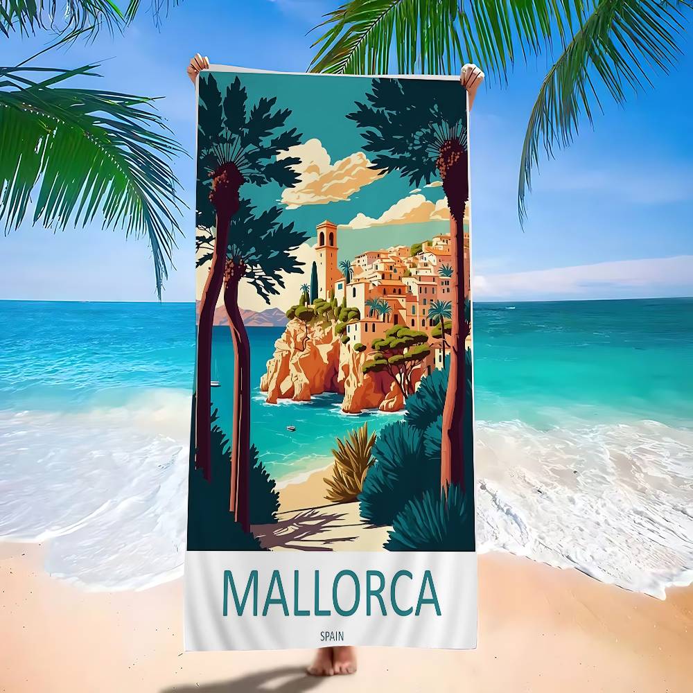 Reise Mallorca Mikrofaser Strandtuch Saugfähig Schnelltrocknend Weich Yoga Schwimmen Resort Bergsteigen Handtuch