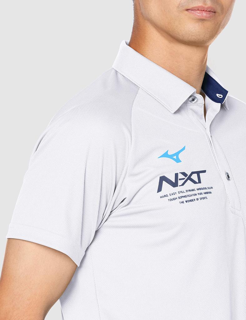 Mizuno Training Polo Short Slim Moisture Quick Size S to Japanese Size N-XT Shirt, Sleeve, Fit, Wicking, Drying, 32JA0275, White, (Equivalent S)