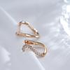 1 Pair Trendy Geometric Line Earrings for Women Golden Color with White Zircon Earring Fine Jewelry