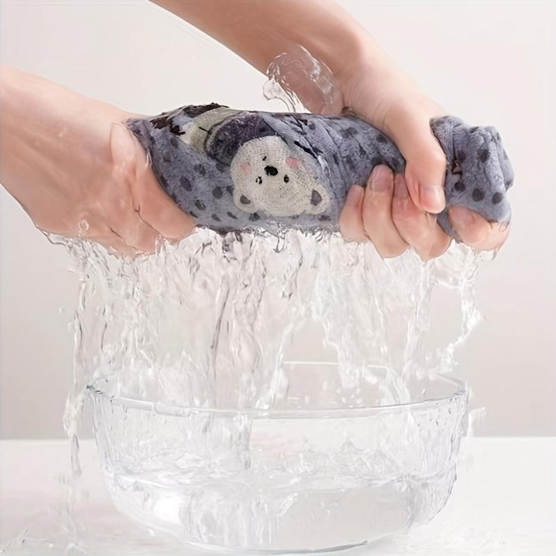 Autumn Winter Thickened Coral Fleece Quick-Dry Towels with Animal Embroidery Polka Dot Soft Bath Towels Set, Thanksgiving Gift Towels, Wash Cloths