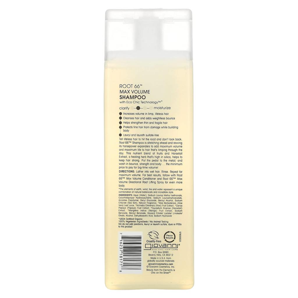Giovanni Root 66, Max Volume Shampoo, for Sagging, Lifeless Hair, 8.5 Fl Oz (250 Ml)