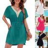 Women's Summer V-neck Lace Elastic Waist Cover-up Holiday Dress