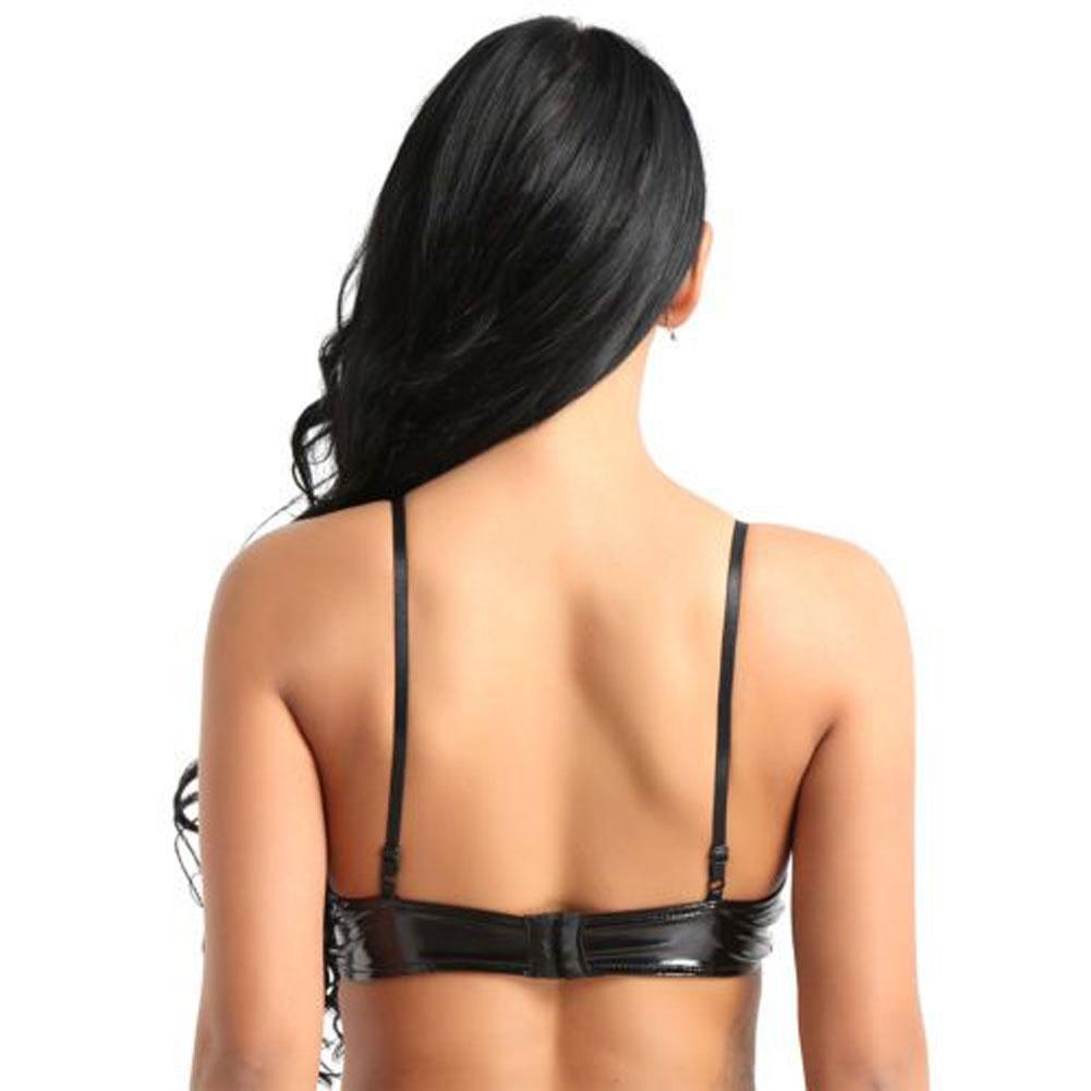 Women\'s Bra Clubwear Lingerie PU Leather Bra Sexy Women Wet Look