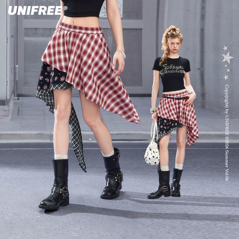 UNIFREE Sweet Cool Asymmetrical Layered Mini Skirt One Size