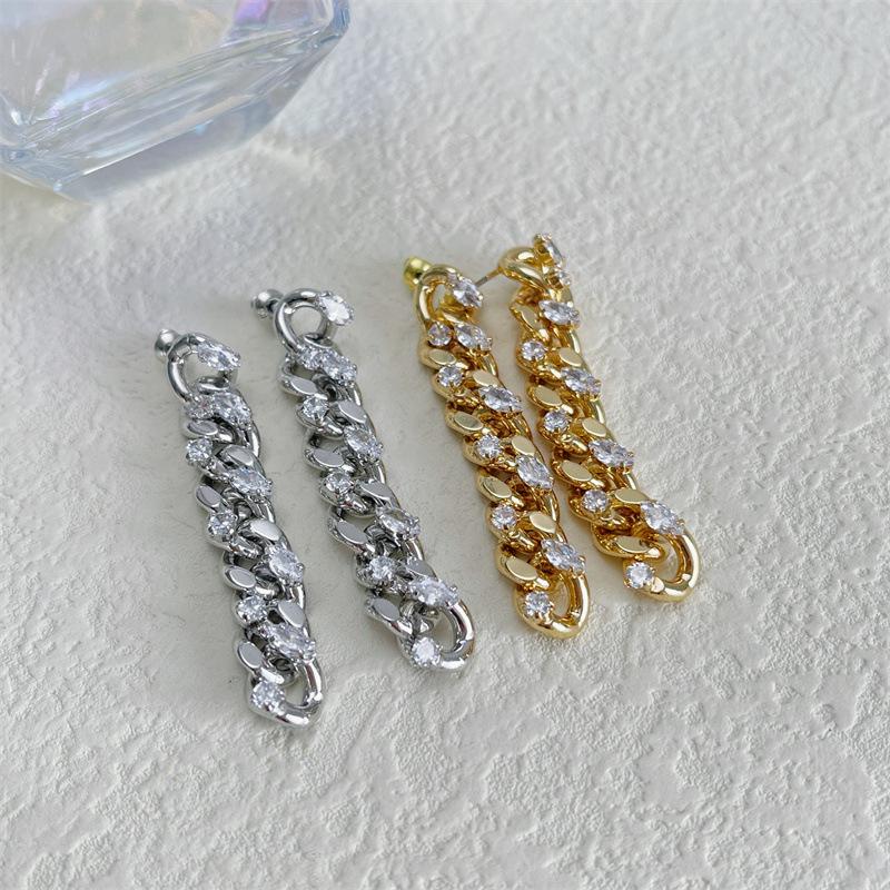 

Autumn/Winter 2022 High-End Cuban Chain Diamond Earrings for Women