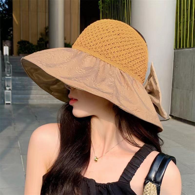 New bucket hat sun hat versatile sun hat big eaves hat bow face covering sun protection hat summer women