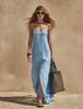 2026 Summer Casual Solid Color Slit Camisole Dress for Women - European and American Fashion