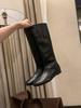 Inner height increase of 4cm~ Skinny boots Women's autumn and winter new flat-bottomed soft and thin boots Long boots High knight boots