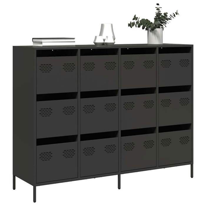 VidaXL Black Buffet 135x39x103.5 Cm Cold-Rolled Steel, Storage Cabinet, Kitchen Storage Cabinet, Cabinet 3307173
