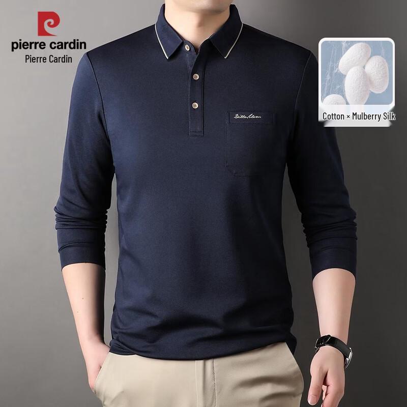 Pierre Cardin Men's Silk Blend Cool Long Sleeve Polo T-Shirt