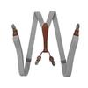 Unisex 2.5cm Elastic Leather Suspenders with 4 Clips