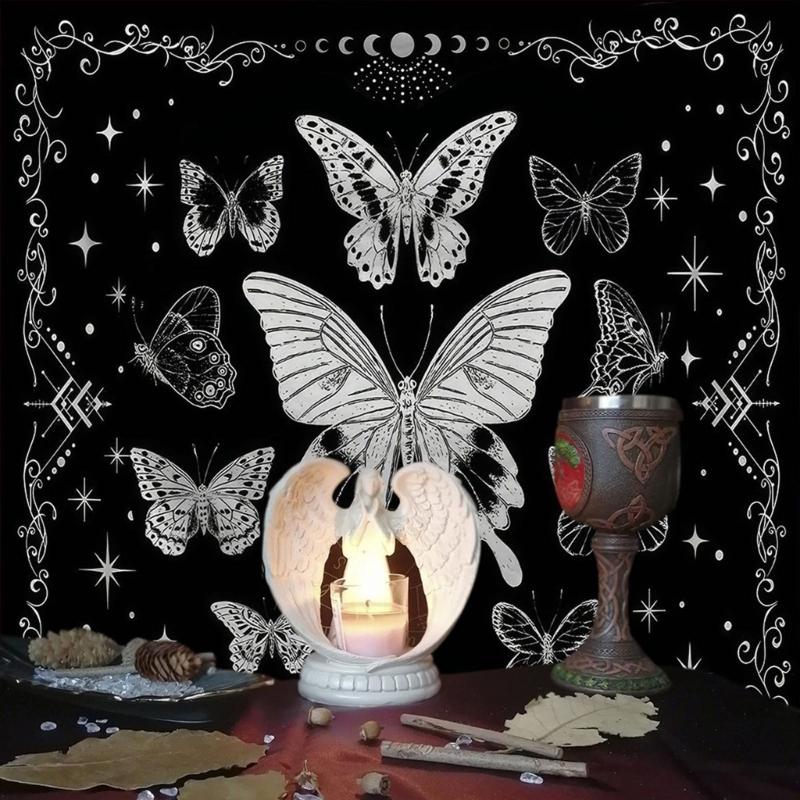 Butterfly Pattern Tarots Card Tablecloth Altars Cloth Altars Cloth Divinations Cards Table Cloth Tapestry Decoration