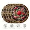 4PC Black Gold Light Luxury Meal Mat Anti Scald Mat Red Powder Flower Table Decoration and Accessories