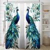 1pc Elegant Peacock Print Shower Curtain, 71x71 Inches, Polyester Fabric with Hooks, Vibrant Blue and Green Peacock Design,