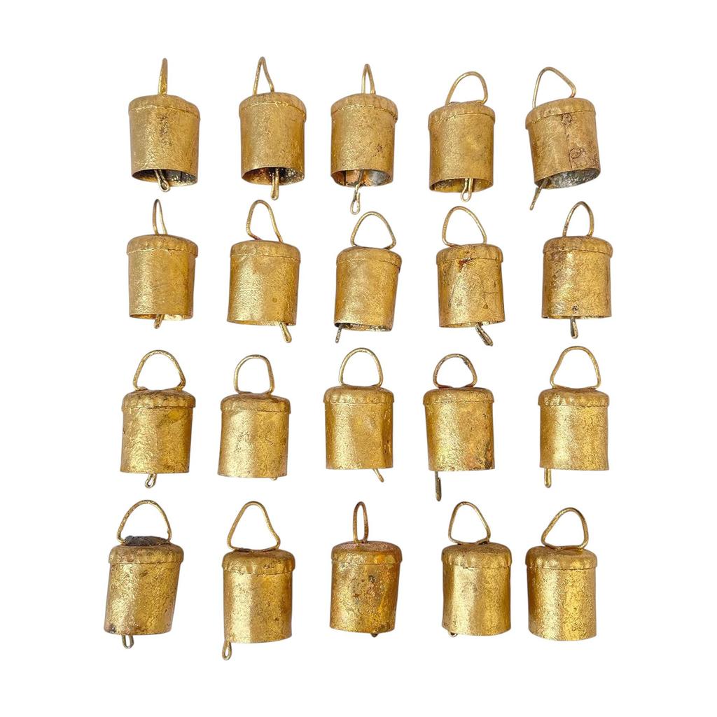 Small Rustic Iron Jingle Bells for Crafting, Vintage Cowbell Decor for Farmhouse Christmas Wreaths and Boho DIY Wind Chimes