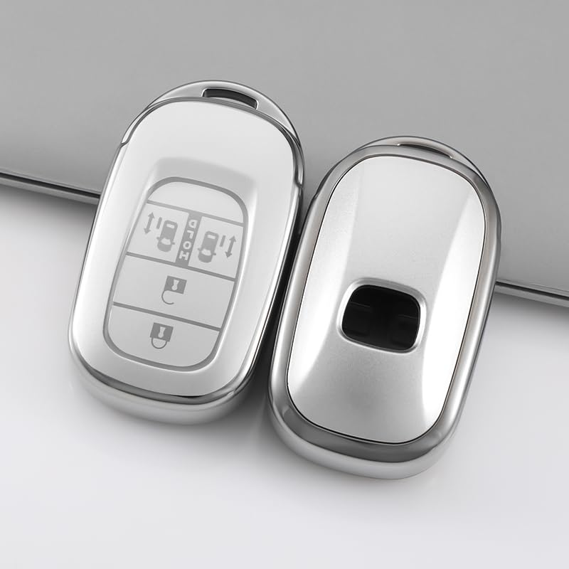 TPU Key Case for Honda Fits New Custom JF5 New Vezel New Accord [Kinotaka] Vehicles N-BOX JF6, Stepwgn, ZR-V, Freed, (Silver)