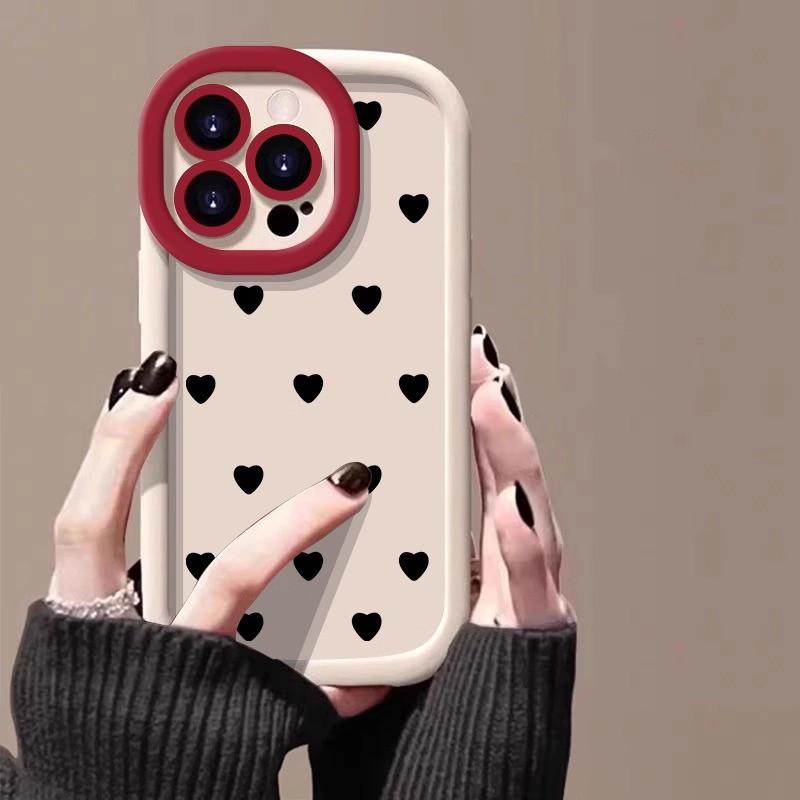Soft Silicone Phone Case With Full-Screen Heart IPhone 14 Pro Max 15 13 16 Plus - Cute Kawaii Style Protective Cover