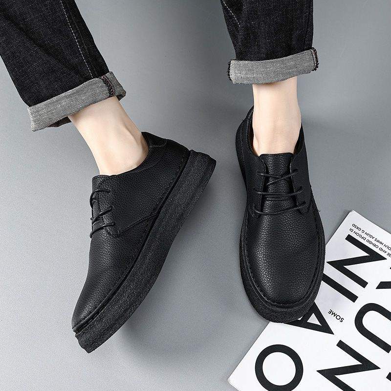 Fashion Black Leather Shoes for Men Plain Height Increasing Non Slip Summer Sale Fashion 2025 Trend Classic Original On Man Casual Shoe