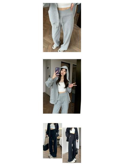 Autumn 2025 Women's High-Waisted Wide-Leg Floor-Length Sweatpants: Loose-Fit, Casual, Draped Style.