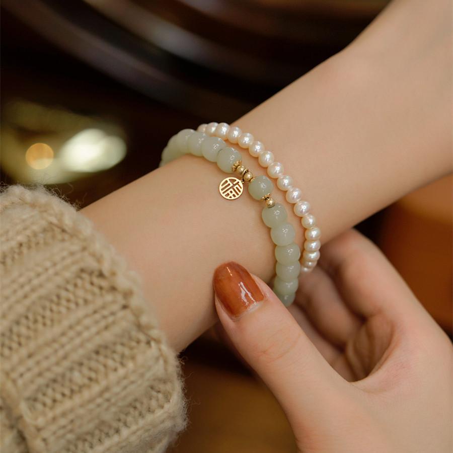 Natural Hetian Jade diy Design14k Gold-plated fashion women's bracelet jewelry, bulk discounts available