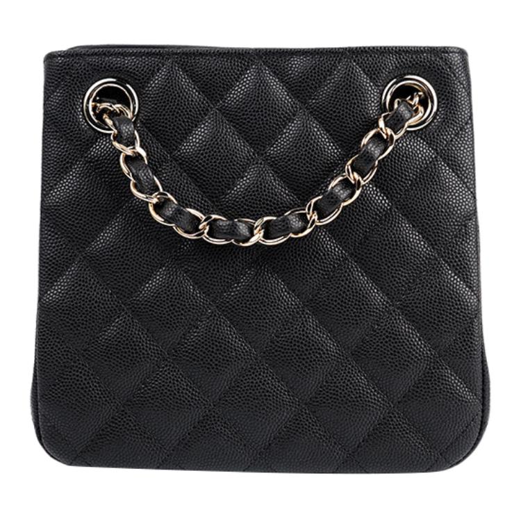 Chanel Diamond Pattern Leather Chain Shoulder Strap Caviar Grain Embossed Cowhide Hobo Bag Tote Bag Shopping Bag Messenger Bag Women'S Black