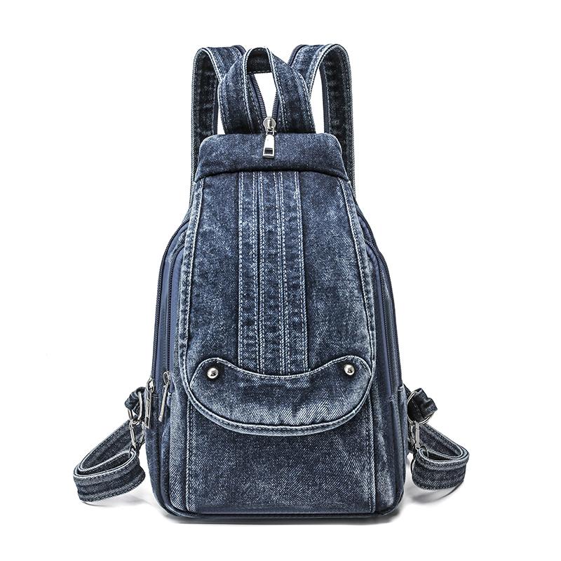 Vintage Denim Bag Multi-functional Chest Bag Women Backpack
