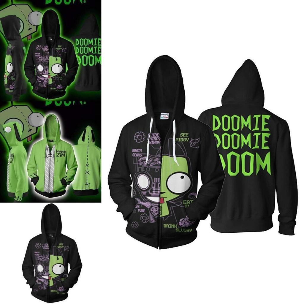 Invader Zim Costume Printed Men Zipper Hoodie Sweatshirt In Comfortable Soft Material