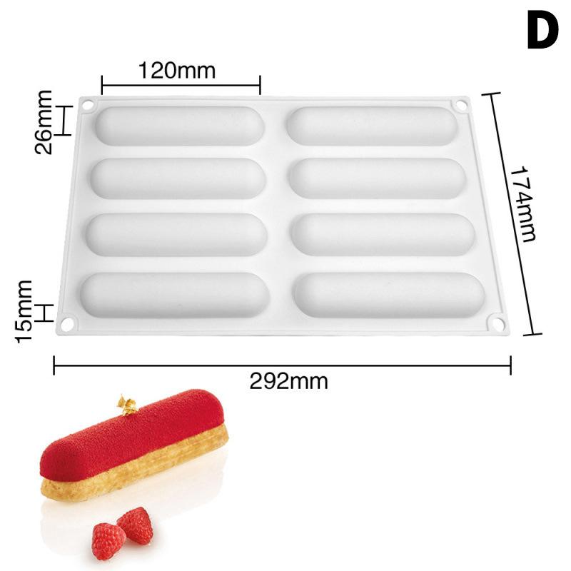 Oval Long Strip Mousse Cake Mold Silicone Pastry Mold For Sweets Cake Forms Tray Diy Homemade French Sweets Baking Mould