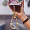 Light Luxury Original Beaded Mobile Phone Chain Alloy Butterfly Crystal Bead High-end Pendant Gold Foil Bead Keychain Chain