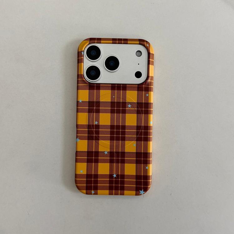 

Yellow-Brown Plaid Magnetic Stand Case for iPhone 15 Pro Max iPhone 15 Pro Max