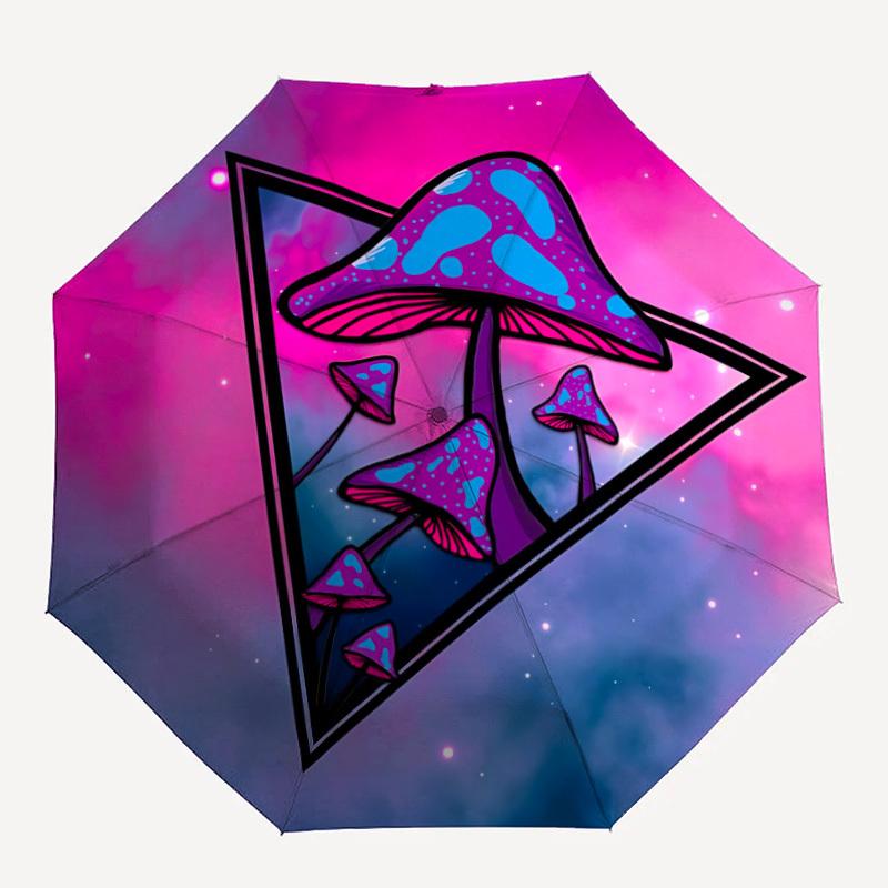 

1pc Mushroom Galaxy Automatic Open/Close, Foldable Compact Umbrella with 8-Rib Shaft, Perfect Gift For Men And Women, Casual Style, Vibrant