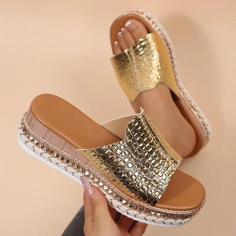 Fashion Women Platform Slippers Shoes for Women 2025 Summer Plus Size 36-43 Wedges Sandals Woman Thick Bottom Non Slip Casual Sandles