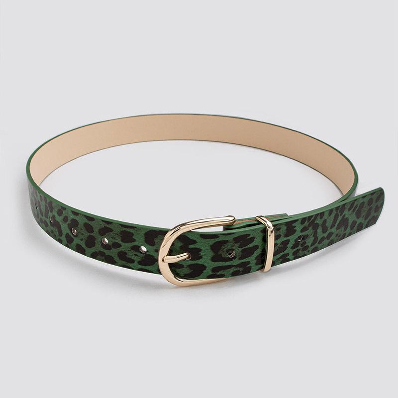 Simple and Versatile Young Candy Belt Leopard Print Flat Women's Fashion Belt