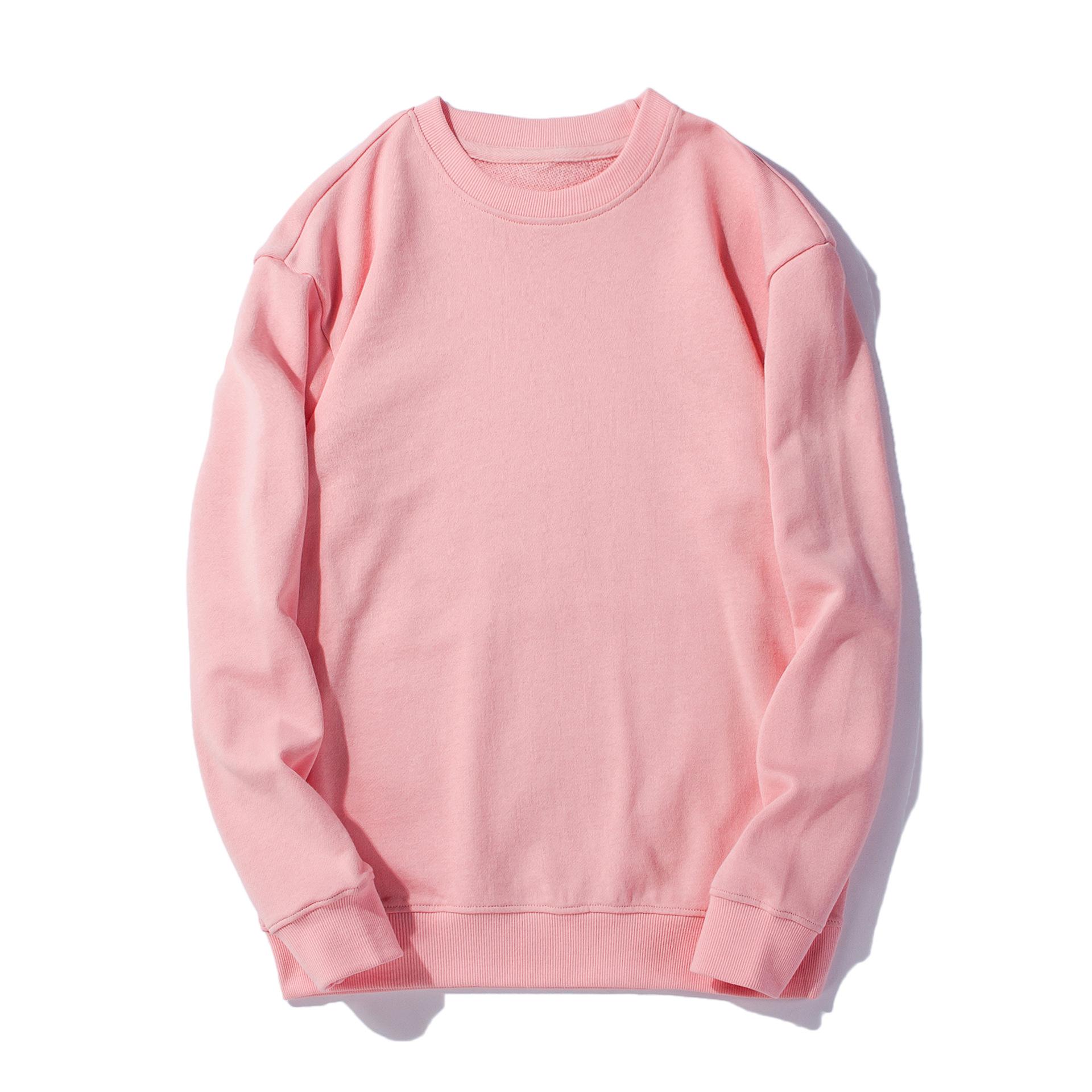 Wovey Heren Sweatshirts Tops Effen Kleur Heren Ronde Hals Sweatshirts Jas Lange Mouw Blanco Man Katoenen Trui L roze