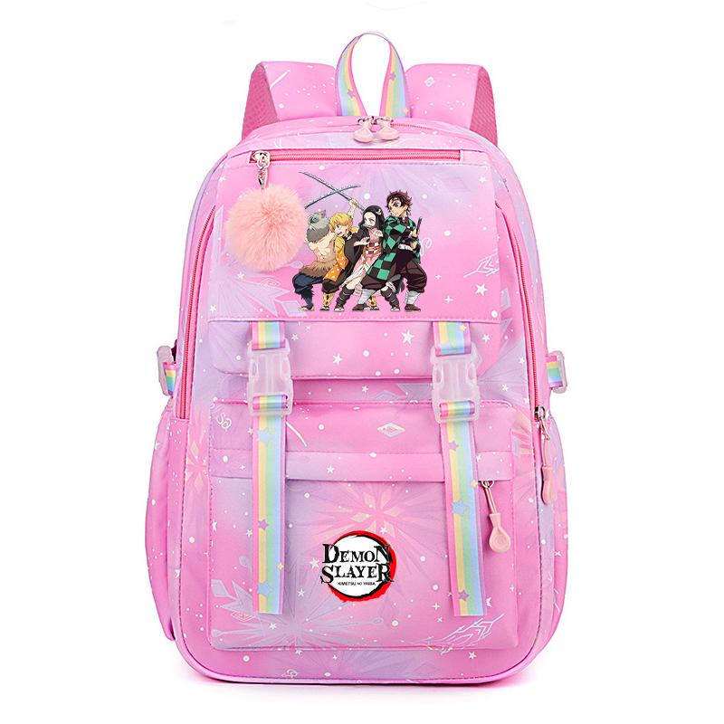 Anime Demon Slayer Backpack Computer Bagpack Sweet Soft Backpack Printed Girl Lightweight Schoolbag for Women Travel Leisure Bag Rucksack Mochila