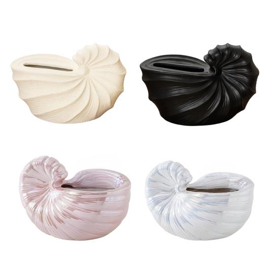 Keramik Taschentuchbox, mit Spiralmuschel-Oberflächendesign, Matt glasiert, Fleckenbeständig, Schlichter Stil, Handtuchspender, für Badezimmer, Wohnzimmer, Schreibtisch