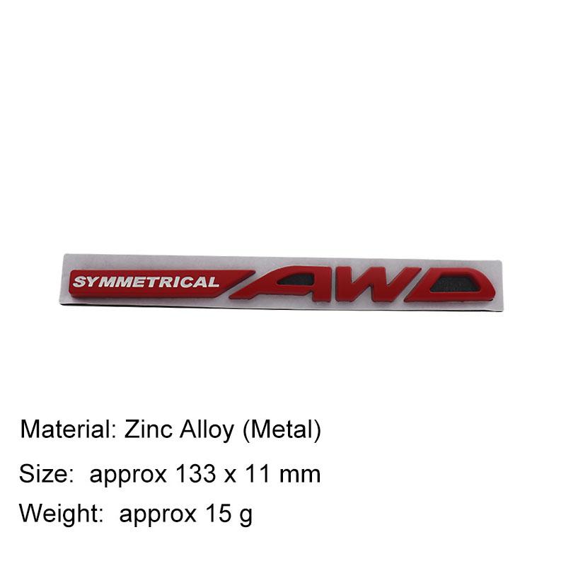 

3D Car Styling SYMMETRICAL AWD car Hood Fender trunk Rear Bonnet Nameplate Decal Emblem Badge Sticker metal-red-white