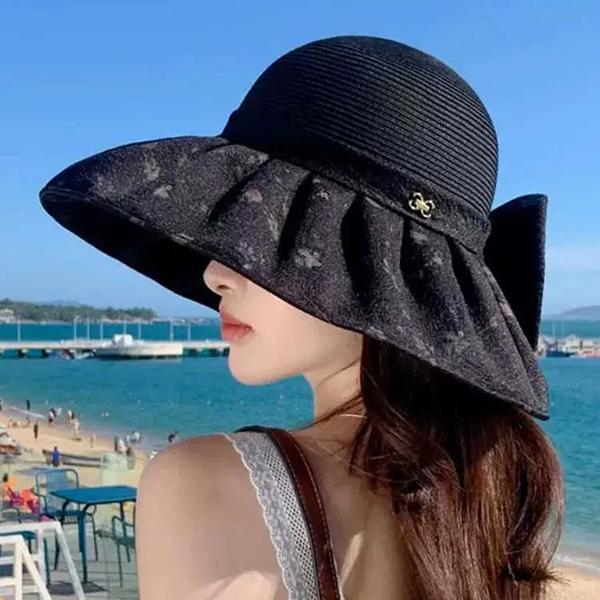 WTEMPO Bow Tie Women's Sun Protection Spring and Summer Printed Breathable Sun Hats, Beach Patchwork Bucket Hats