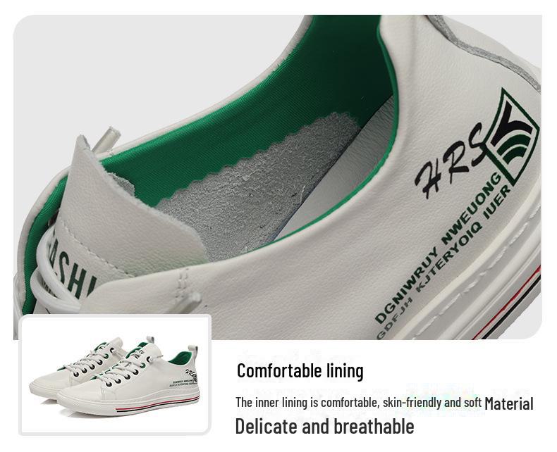2025 Men's Trendy Breathable Leather Sneakers - Autumn/Winter Casual White Flats