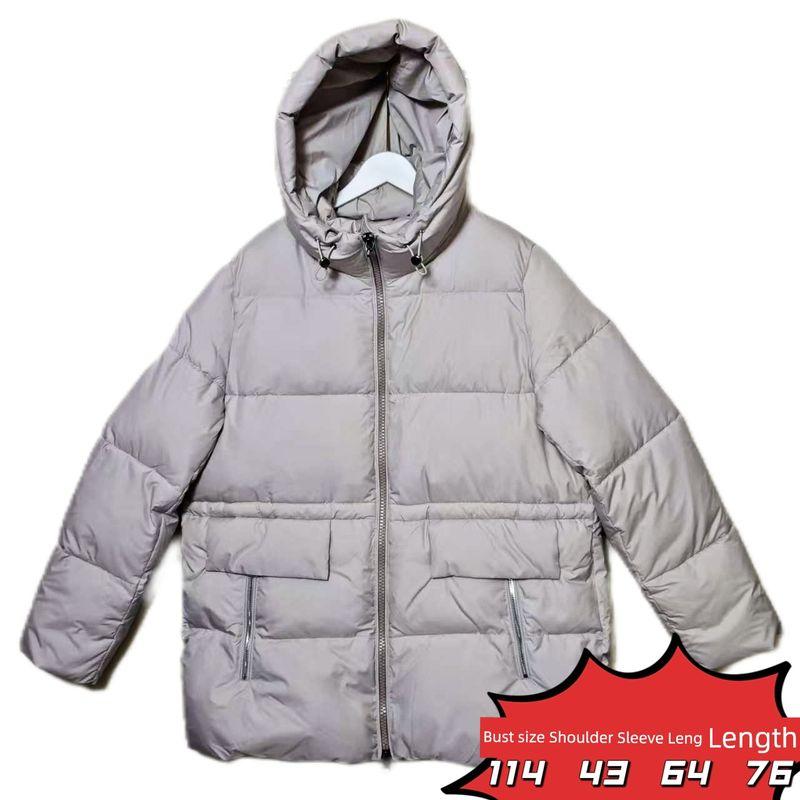 Foreign Trade Export To Russia Original Order Hood Down Cotton Cold Protective Clothing Women Mid-Length Warm Cotton-Padded Coat Solid Thick Winter