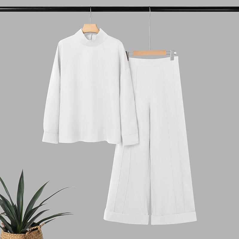 

ZANZEA Жіноча блузка з довгим рукавом та водолазкою та штани, повсякденні костюми-двійки S