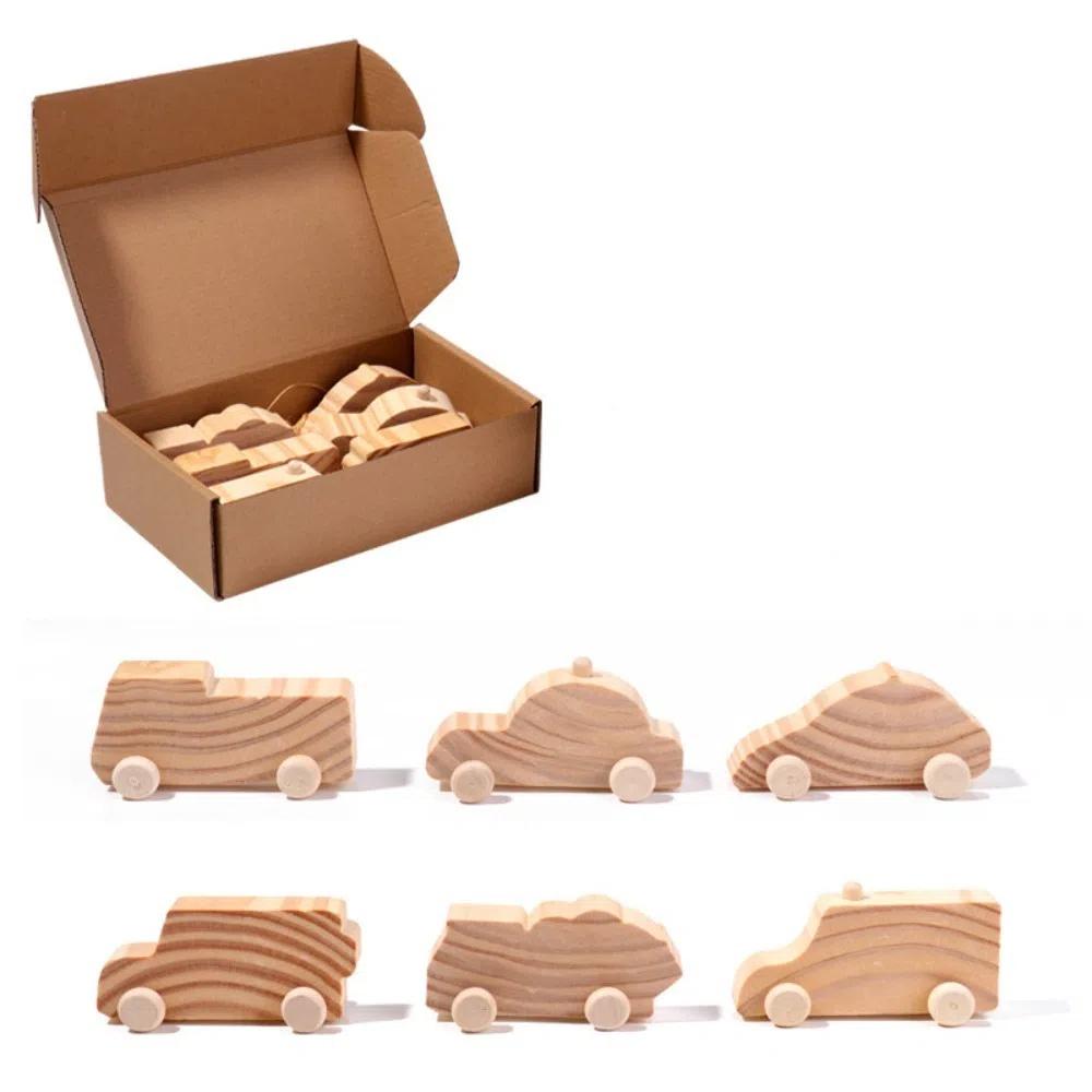 

6PCS/SET Painting Surface Graffiti Car Wooden Material Wooden Toys Classroom Activities Style B