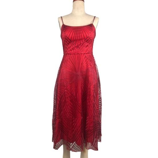 Evening Dress V Neck A-line Slim Waist High Waist Strappy Dress Bing Swing Backless Sleeveless Embroidery Slip Dress for Prom Party