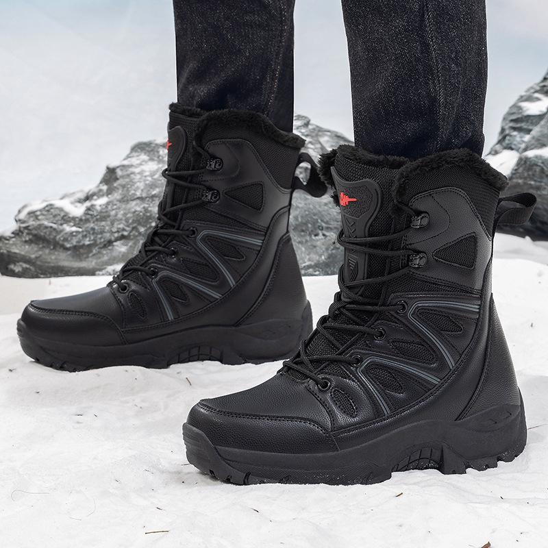 Men's Winter Waterproof High-Top Fleece-Lined Hiking Boots – Non-Slip Snow Boots for Outdoors