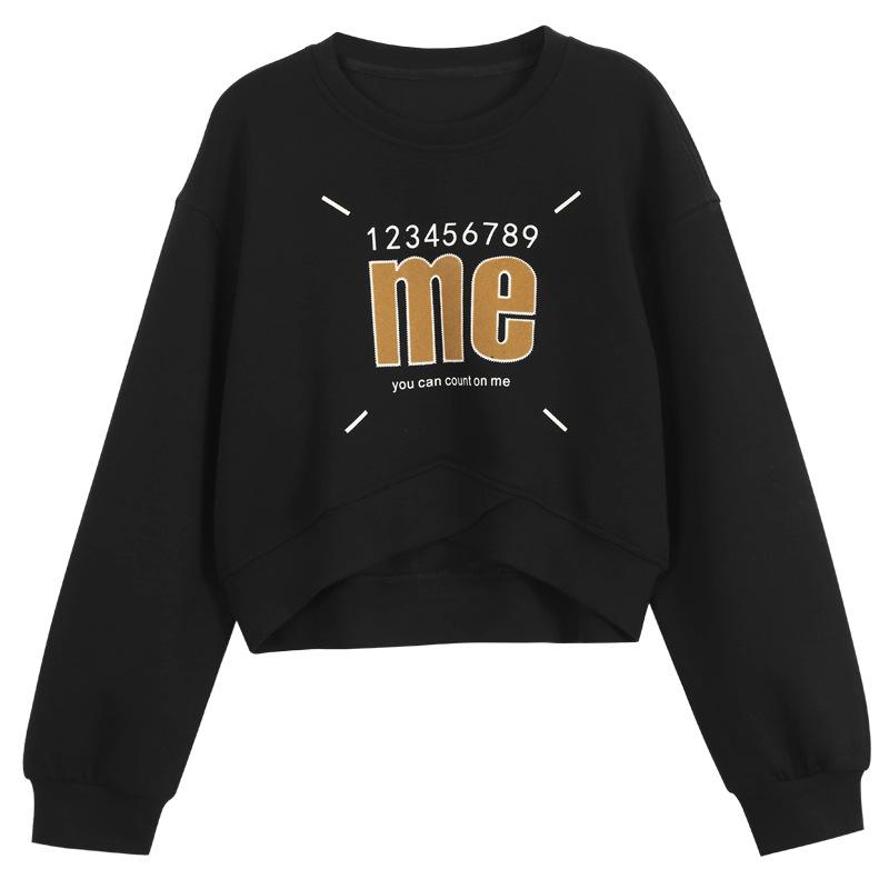 Large American Printed Round Neck Pullover Sweater - High-End, Versatile, Long Sleeve, Belly-Covering Top