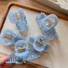 Blue Crystal Heart Claw Clip, Elegant Hair Claw for Half-Up Styles, Premium Quality, Hair Clip For Thick Hair, Perfect Gift